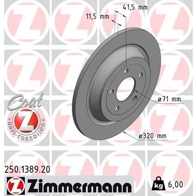 Bilde av ZIMMERMANN COAT Z 250.1389.20 Bremseskiver 318 12 5/5 5 114 fullt ut belagt høy karbon FORD USA: Mustang Mk6 Coupé