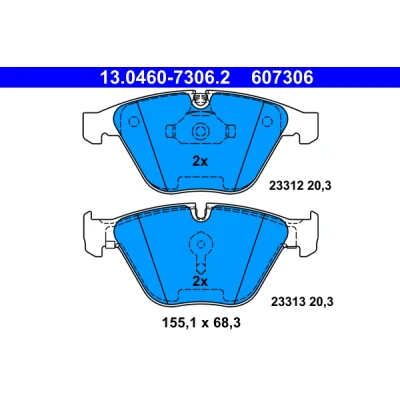Bilde av ATE 13.0460 7306.2 Bremseklosser klargjort for slitasjeindikator, ekskl. slitasjevarselkontakt BMW: 5 Touring, Sedan, 7