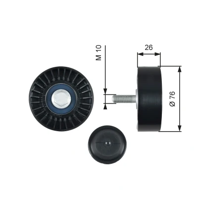 Bilde av GATES T36485 Styrerulle FleetRunner Micro V Stretch Fit SKODA: Roomster, Octavia 2 Combi, VOLKSWAGEN: Caddy 3, GOLF 6, AUDI: A1 Sportback