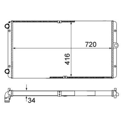 Bilde av MAHLE ORIGINAL CR 829 000S Radiator for kjøretøy med lang fremre vogn 720 416 34 Kjøleribber satt sammen mekanisk VOLKSWAGEN: Transporter 4