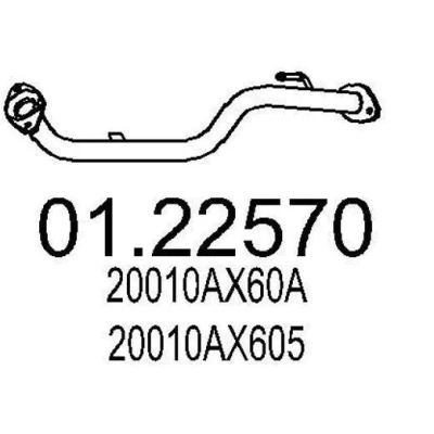 Bilde av MTS 01.22570 Eksosrør 800 foran for midtre eksospotte NISSAN: MICRA 3, Note I