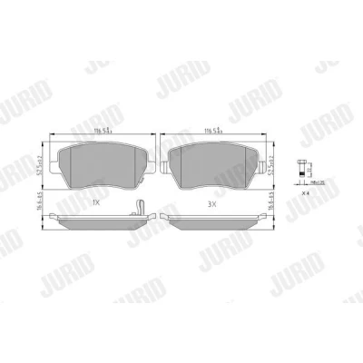 Bilde av JURID 573255J Bremseklosser med akustisk slitasjevarsel tilbehør SUZUKI: SWIFT 3, NISSAN: MICRA 4, Note II Hatchback, OPEL: Agila B