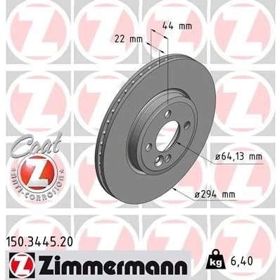 Bilde av ZIMMERMANN COAT Z 150.3445.20 Bremseskiver 294 22 5/4 4 100 innvendig ventilert belagt høy karbon MINI: Hatchback, Clubman, Cabrio