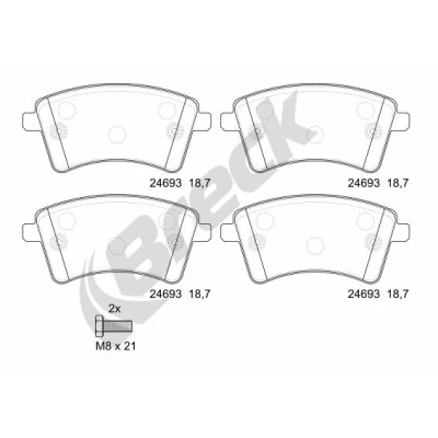 Bilde av BRECK 24693 00 701 Bremseklosser klargjort for slitasjeindikator MERCEDES BENZ: Citan Van, Tourer / Stasjonsvogn, RENAULT: Kangoo II Express