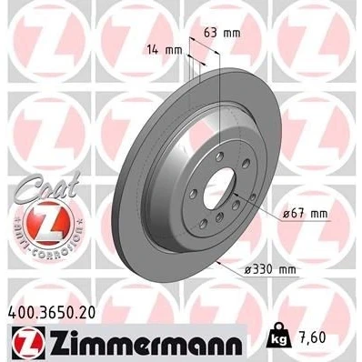Bilde av ZIMMERMANN COAT Z 400.3650.20 Bremseskiver 330 14 7/5 5 112 fullt ut belagt MERCEDES BENZ: ML Klasse, R Klasse