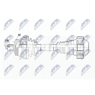 Bilde av NTY NPW AU 046 Drivaksel framaksel venstre 615 AUDI: A4 B7 Avant, B6/B7 Cabrio, B6 Avant