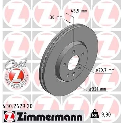 Bilde av ZIMMERMANN COAT Z 430.2629.20 Bremseskiver 321 30 6/5 5 115 innvendig ventilert belagt høy karbon OPEL: Astra J Sports Tourer, Hatchback