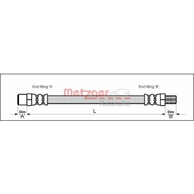 Bilde av METZGER 4113257 Bremseslange 267 M10 x 1 VOLKSWAGEN: GOLF 1, Scirocco II, Jetta Mk1