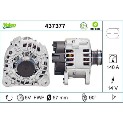 Bilde av VALEO 437377 Dynamo 14V 140A AUDI: A6 C5 Avant, Sedan, A4 B6 VOLKSWAGEN: Passat B5 GP Stasjonsvogn, Sedan