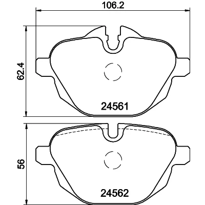 Bilde av HELLA 8DB 355 013 921 Bremseklosser klargjort for slitasjeindikator med bremsecaliperskruer tilbehør BMW: 5 Touring, Sedan, X3