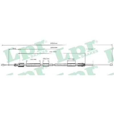 Bilde av LPR C0117B Bremsekabel 1520/1170 Trommelbrems