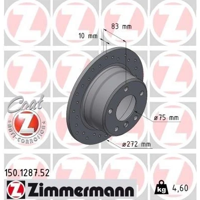 Bilde av ZIMMERMANN SPORT COAT Z 150.1287.52 Bremseskiver 272 10 6/5 5 120 fullt ut, hullet belagt høy karbon BMW: Z3 Roadster