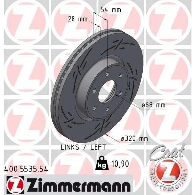 Bilde av ZIMMERMANN 400.5535.54 Bremseskiver 320 28 6/6 6 114 innvendig ventilert, med sliss belagt MERCEDES BENZ: X Klasse, NISSAN: NP300 Navara Pick up