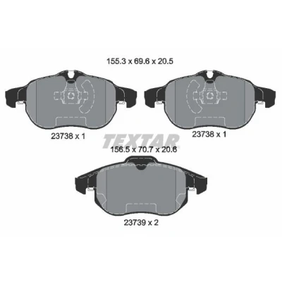 Bilde av TEXTAR 2373807 Bremseklosser klargjort for slitasjeindikator OPEL: Vectra C Caravan, Zafira B, Astra H GTC, SAAB: 9 3 Stasjonsvogn, Sedan