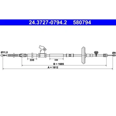Bilde av Kabel, parkeringsbremse, Bakre venstre, chevrolet,opel,vauxhall, 13367627, 5 22 097