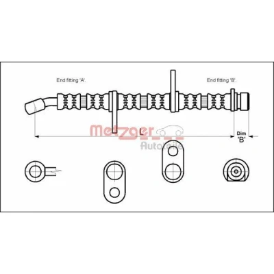 Bilde av METZGER 4113605 Bremseslange 560mm