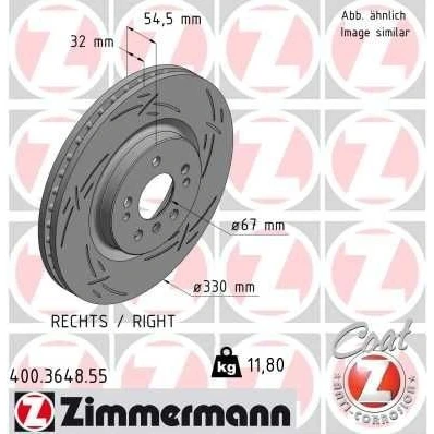Bilde av ZIMMERMANN BLACK Z 400.3648.55 Bremseskiver 330 32 8/5 5 112 innvendig ventilert, med sliss belagt høy karbon MERCEDES BENZ: ML Klasse, R Klasse