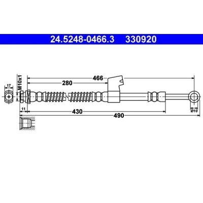 Bilde av ATE 24.5248 0466.3 Bremseslange 466 M10x1