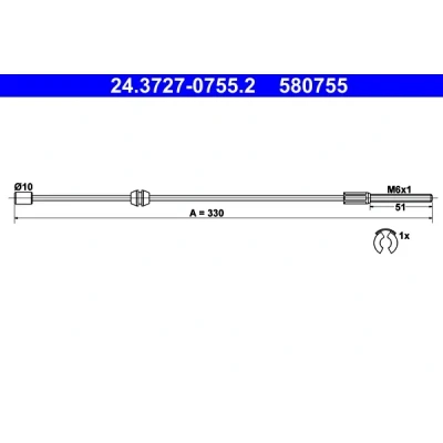 Bilde av ATE 24.3727 0755.2 Bremsekabel 330 med tilbehør OPEL: Corsa C Hatchback