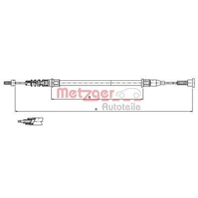 Bilde av METZGER 11.5761 Bremsekabel høyre bak 1143/370 Skivebrems COFLE OPEL: Corsa C Hatchback