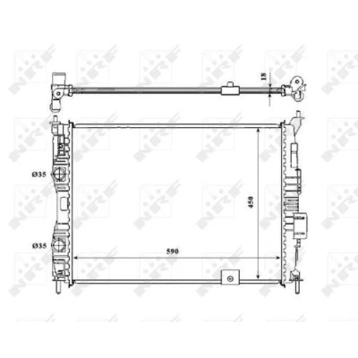 Bilde av NRF 53846 Radiator Aluminium 590 450 18 Kjøleribber loddet NISSAN: Qashqai / Qashqai+2 I