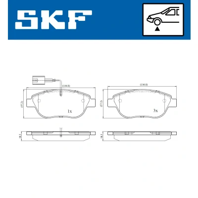 Bilde av SKF VKBP 80217 E Bremseklosser inkl. slitasjevarselkontakt