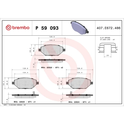 Bilde av BREMBO P 59 093 Bremseklosser med akustisk slitasjevarsel tilbehør