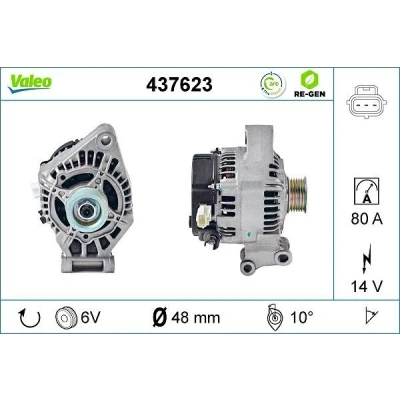 Bilde av VALEO 437623 Dynamo 14V 80A FORD: Focus Mk1 Stasjonsvogn, 2, Hatchback