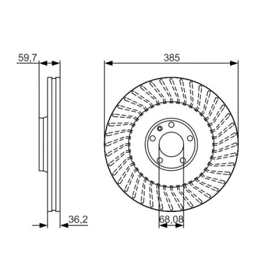 Bilde av BOSCH 0 986 479 A31 Bremseskiver 385 36 5 112 ventilert belagt høy karbon med skruer AUDI: A8 D3