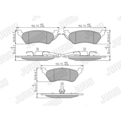 Bilde av JURID 572505J Bremseklosser ikke klargjort for slitasjeindikator uten tilbehør CHRYSLER: Voyager 4, / Grand 3, JEEP: Cherokee III