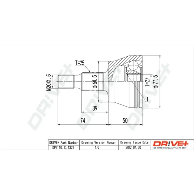 Bilde av Dr!ve+ DP2110.10.1321 Drivknute TPE (termoplastisk elastomer) MERCEDES BENZ: B Klasse, A Klasse