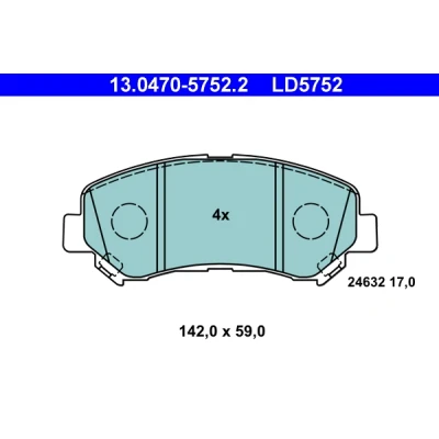 Bilde av ATE Ceramic 13.0470 5752.2 Bremseklosser ekskl. slitasjevarselkontakt NISSAN: Qashqai / Qashqai+2 I, 2, X Trail, SUZUKI: Kizashi