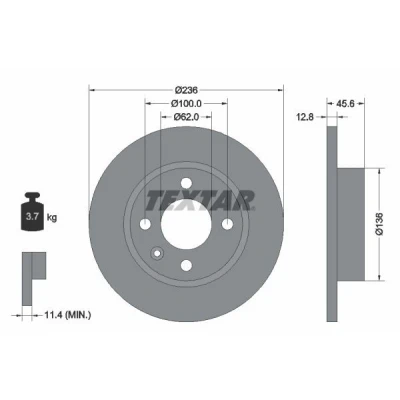 Bilde av TEXTAR 92090200 Bremseskiver 236 12,8 04/05 100 fullt ut uten hjulfestebolt, hjulnav SKODA: Felicia 1 Pickup