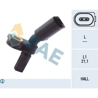 Bilde av FAE 78103 ABS Sensor framaksel høyre uten kabel Hall prinsipp 2 VOLKSWAGEN: Polo IV Hatchback, Golf 7, V AUDI: A2, A3 Sportback