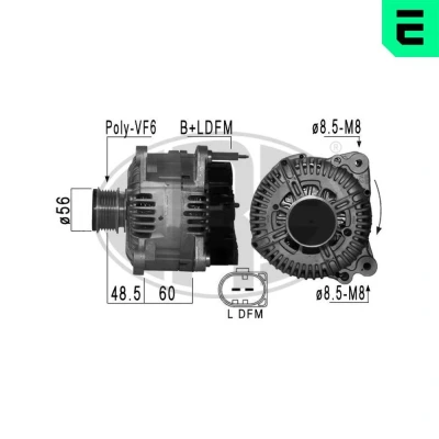 Bilde av ERA 210898A Dynamo 14V 180A VOLKSWAGEN: Transporter 5 Bus, Passat B6 Variant, 5, SKODA: Octavia 2 Combi, Superb II Stasjonsvogn