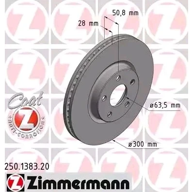 Bilde av ZIMMERMANN COAT Z 250.1383.20 Bremseskiver 300 28 5/5 5 108 innvendig ventilert belagt FORD: S Max Mk2, Galaxy Mk3 MPV