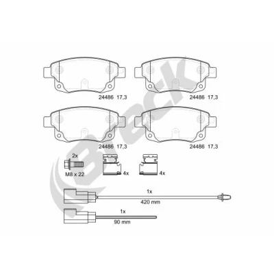 Bilde av BRECK 24486 00 702 10 Bremseklosser ekskl. slitasjevarselkontakt FORD: Transit Mk6 Van, Minibuss, Flatvogn lastebil/Chassis
