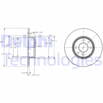 Bilde av DELPHI BG2322 Bremseskiver 251 10 4 fullt ut oljet ubehandlet uten hjullager, ABS sensorring FIAT: BRAVO 2, Stilo Hatchback