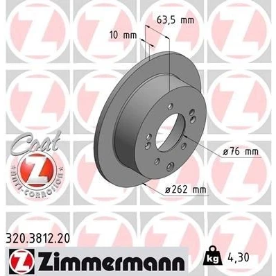 Bilde av ZIMMERMANN COAT Z 320.3812.20 Bremseskiver 262 10 8/5 5 114 fullt ut belagt