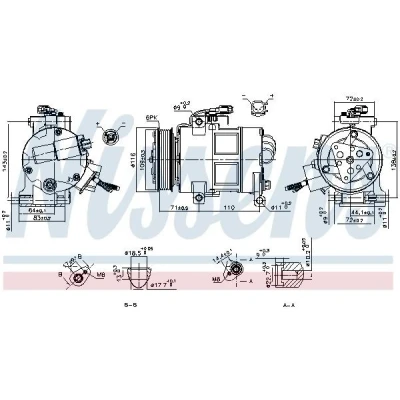 Bilde av NISSENS 890249 Kompressor 7SBH17C 12 PAG 46 R 134a FORD: Mondeo 5 Kombi, S Max Mk2