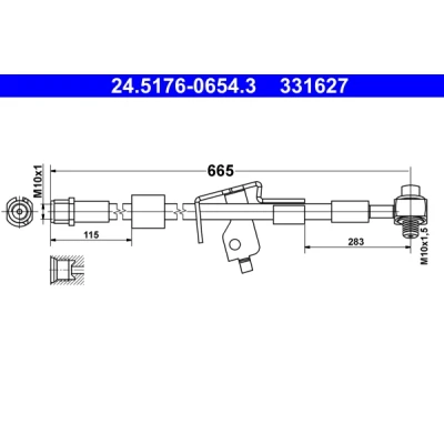 Bilde av ATE 24.5176 0654.3 Bremseslange 654 M10x1 OPEL: Astra J Sedan