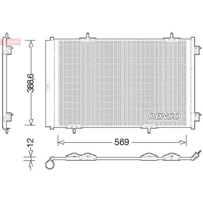 Bilde av DENSO DCN21030 Kondensator med tørker 569x366.6x12 R 134a 569