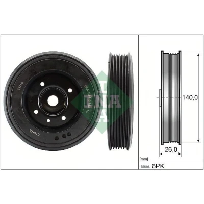 Bilde av INA 544 0158 10 Remskive Veivaksel 140,00 AUDI: A8 D4, A6 C7 Avant, Q5, VOLKSWAGEN: Transporter 5 Bus, 5, SKODA: Octavia 2 Combi