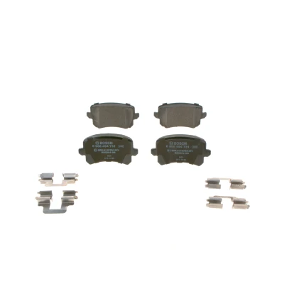 Bilde av BOSCH 0 986 494 731 Bremseklosser Low Metallic med antihyle blikk, skruer fjær, tilbehør VOLKSWAGEN: Sharan II, Tiguan I