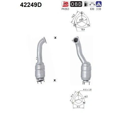 Bilde av NAP carparts CAK10031 Katalysator Diesel BSG/ BPP/ BNG/ ASB/, BMK 630mm