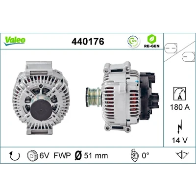 Bilde av VALEO 440176 Dynamo 14V 180A MERCEDES BENZ: Sprinter 3.5 T Van, Vito Mixto, Minibuss