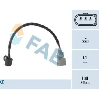 Bilde av FAE 79341 Sensorer Hall prinsipp VOLKSWAGEN: Touran I, Passat B6 Variant, Golf 5, AUDI: A4 B7 Avant, A3 Sportback, A6 C6 Avant