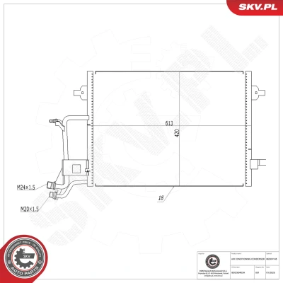 Bilde av Kondensator, klimaanlegg Esen skv 86SKV145 audi, vw OE 8D0 260 401A, 401B, 401D