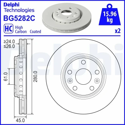 Bilde av DELPHI Bremseskive MERCEDES BENZ: Citan Van, Tourer / Stasjonsvogn, RENAULT: Kangoo II Express, Grand BG5282C 4154210412