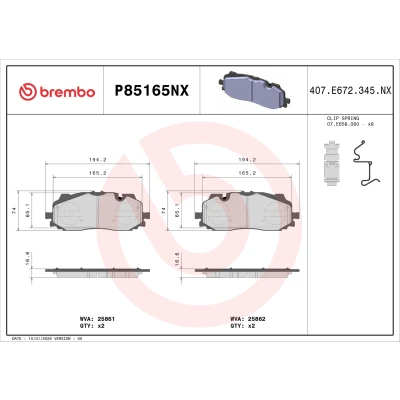 Bilde av BREMBO Bremseklosser klargjort for slitasjeindikator med antihyle blikk uten tilbehør P85165NX